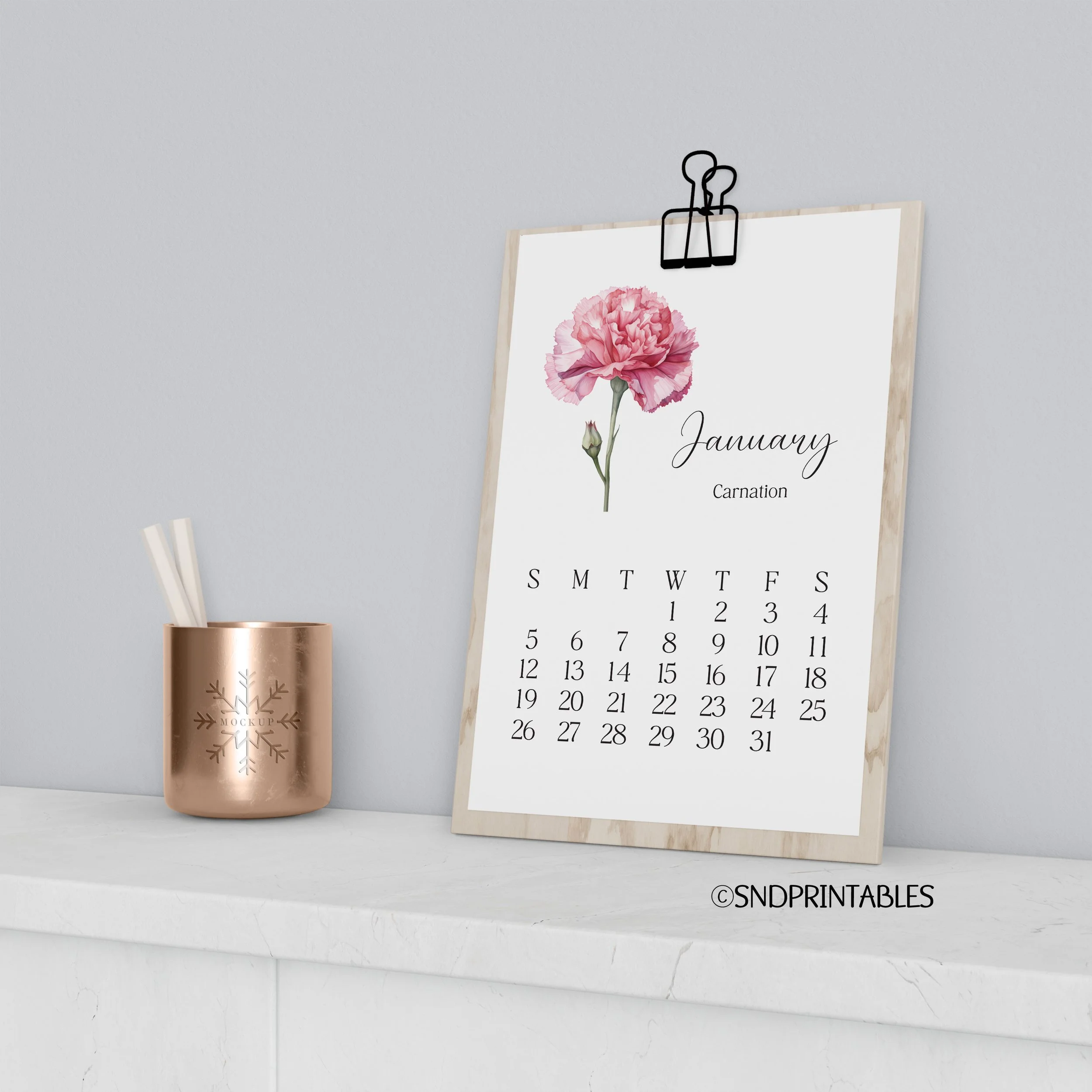 2025 Floral 13 Month Calendar 5 x 7 Cards Digital Download
